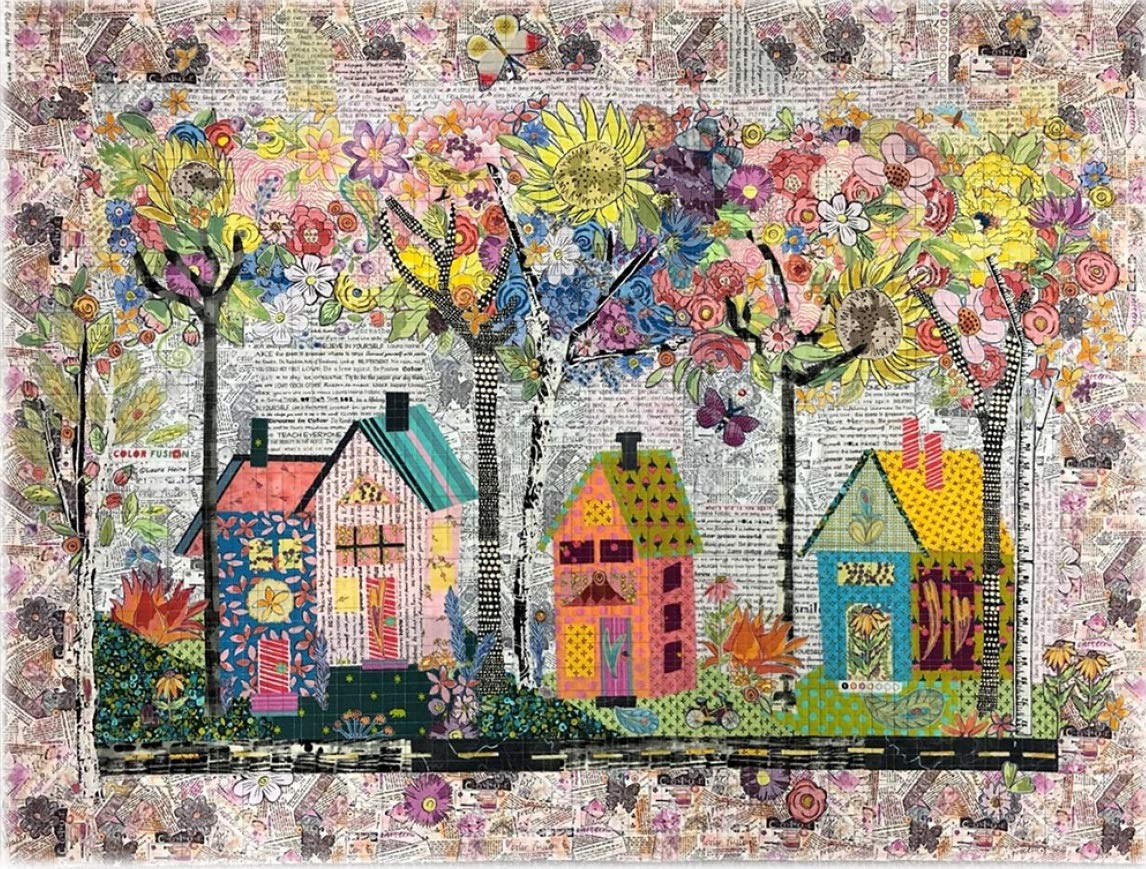 Fiberworks Birch Street Collage Laura Heine Fused Art Quilt